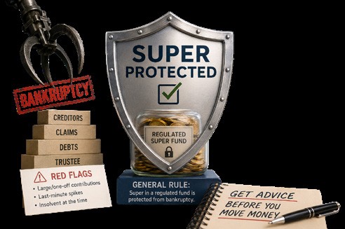 An illustration about superannuation and bankruptcy protection
